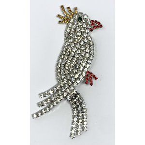 Parrot Cockatoo Bird Rhinestone Pin Brooch Hand Made With Swarovski Crystals USA